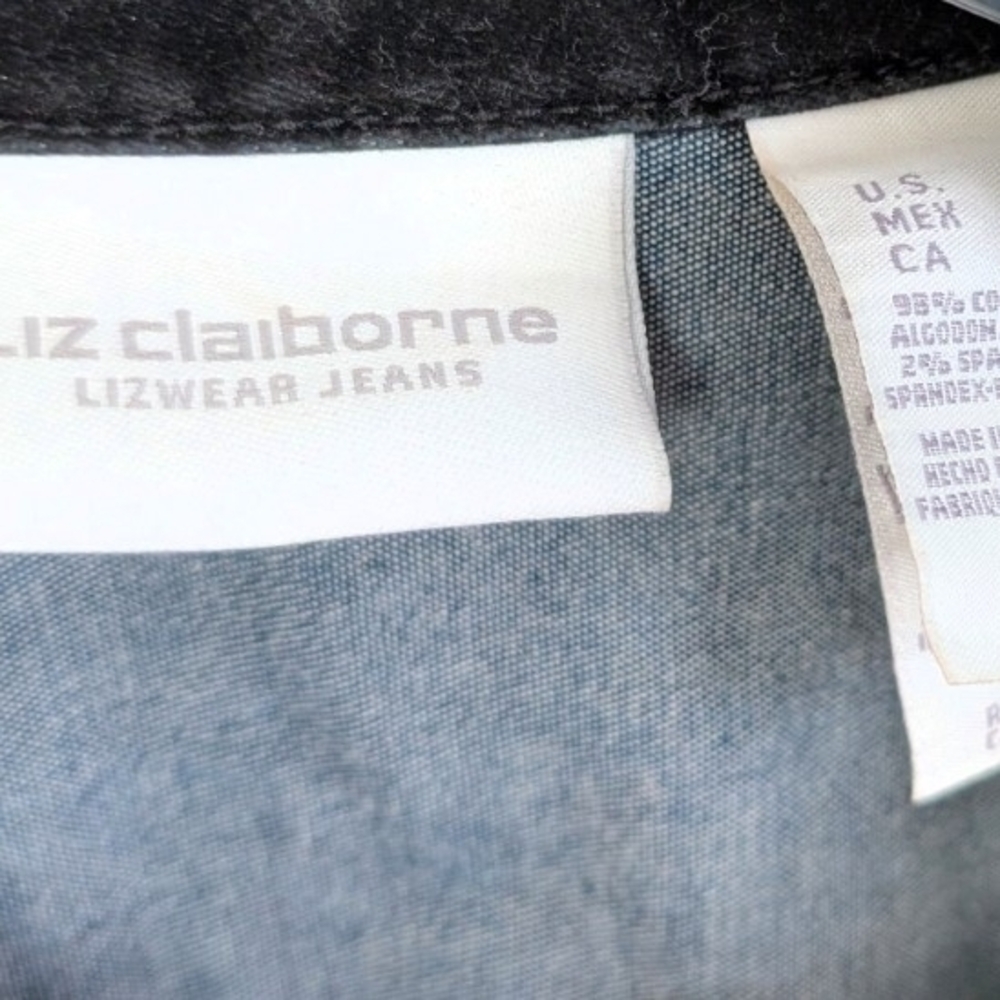 Liz Claiborne Black Jean Jacket with Red and Silver Embellishments, Large - Picture 6 of 7